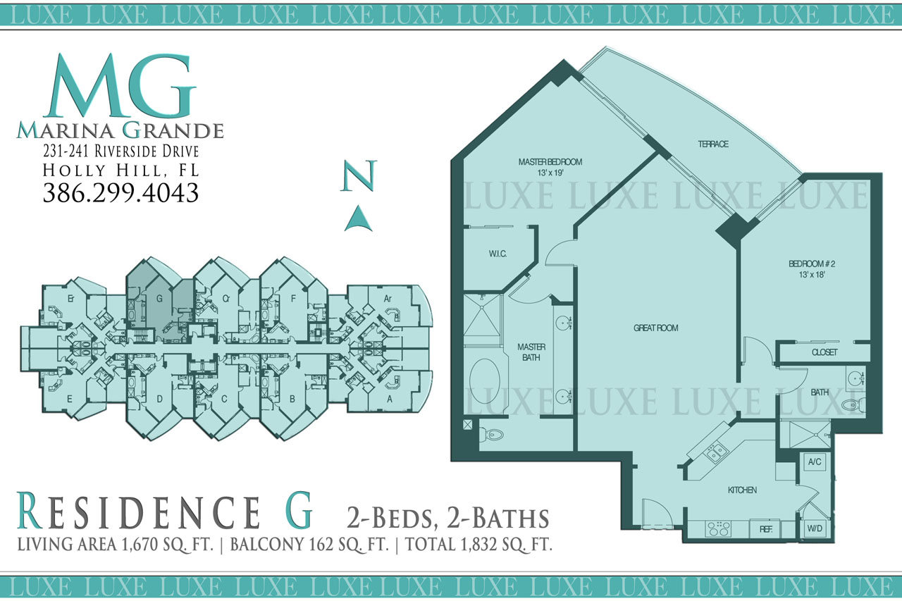 Marina Grande Condo Riverfront Floor Plan G Unit 08 - 231 241 Riverside Drive Holly Hill - The LUXE Group 386.299.4043